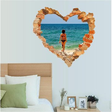 

Miico 3D Creative PVC Wall Stickers Home Decor Mural Art Removable Seaside Landscape Wall Decals