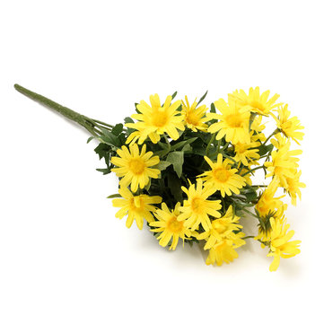 24 têtes de fleurs artificielles marguerite bouquet de fausses fleurs partie de fleur de mariage décoration de table-Jaune