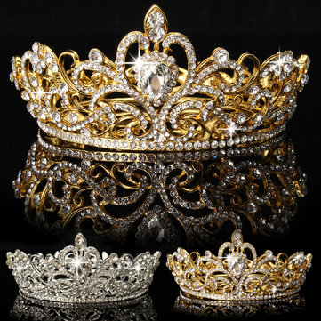 

Bride Gold Silver Rhinestone Crystal Crown Tiara Head Jewelry Princess Queen Wedding Headpiece