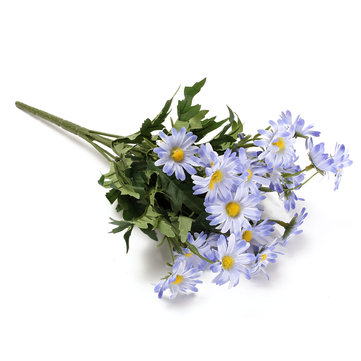 24 têtes de fleurs artificielles marguerite bouquet de fausses fleurs partie de fleur de mariage décoration de table-Bleu