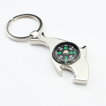

Honana DX-201 Mini Compass Guiding Keychain For Outdoor Hiking Camping Travelling With Bottle Opener, White