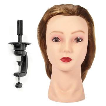 17 Inch Gold Hair Training Head Cutting Hairdressing Practice Mannequin With Clamp Holder
