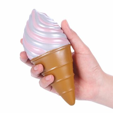 Vlampo Squishy Ice Cream Cone Pink White Slow Rising Original Packaging Collection Gift Decor Toy