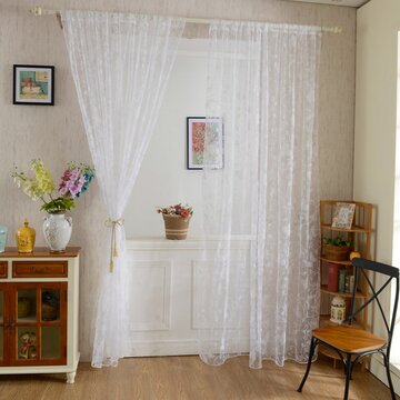 Flower Butterfly Voile Net Curtain Sheer Home Window Door Divider Panel Screen 