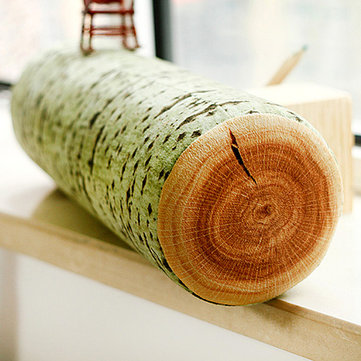 3D Vivid Stump Log Wood Shape Throw Pillow Tree Bark Soft Cushion Sofa Office Car Decor