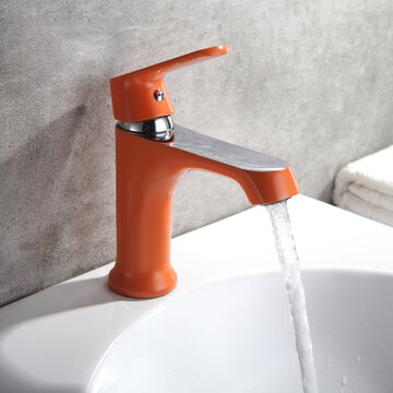 Robinet de lavabo de cuisine de bain multicolore domestique Robinets d'eau froide et chaude Vert Orange Blanc
