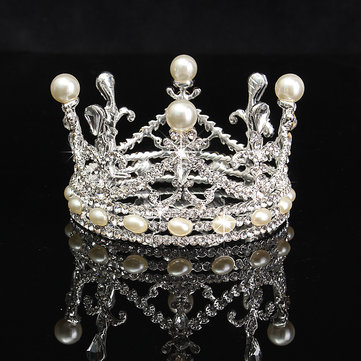 Bride Rhinestone Diamond Pearl Crown Tiara Head Jewelry Princess Queen Headpiece Wedding Accessories