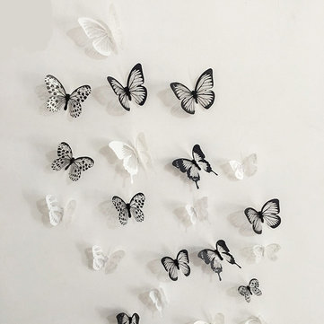 

18Pcs 3D Black White Butterfly Wall Sticker
