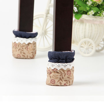 4PCS Cloth Table Feet Pad Anti Scratch Table Leg Cover Lace Feet Antiskid Chair Floor Protector