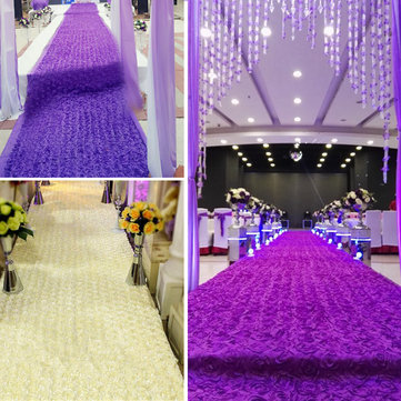 140*190CM 3D Rose Flower Satin Wedding Aisle Runner Carpet Curtain Backdrop Party Decoration