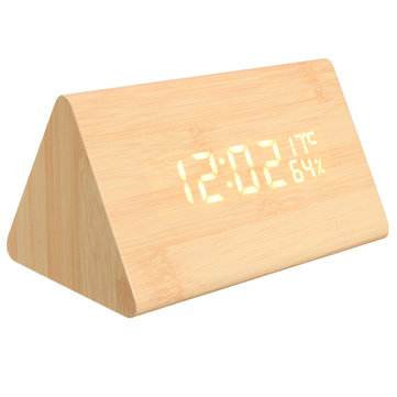 USB Voice Control Wooden Alarm Clock