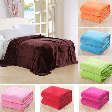 

150x100cm Flannel Blanket Sofa Bed Soft Coral Fleece Bedding, Light green pink sky blue white light orange rose red coffee red