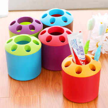 

Multi-Function Perforated Plastic Toothbrush Holder Toothbrush Tube Storage Barrels Desktop Pen Holder Storage Boxes