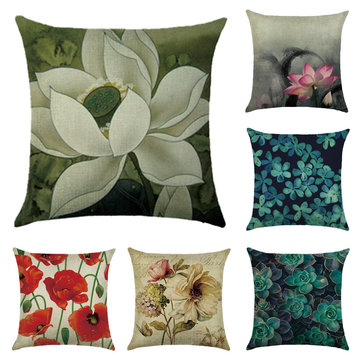 

Various Flower Style Linen Pillowcases, White