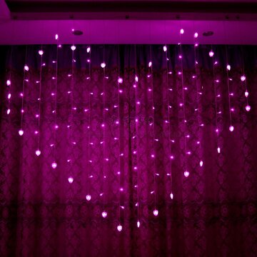 2x1m 128 LED Heart Shape Light String Curtain Light Home Decor Celebration Festival Wedding