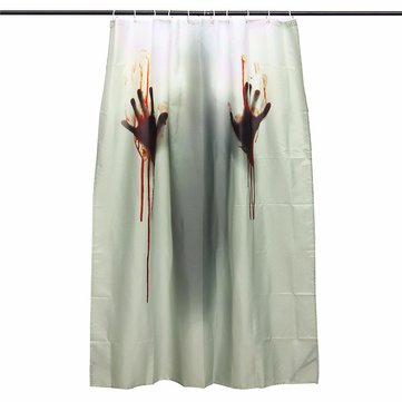 2 Sizes Halloween Horror Blood Bath Polyester Shower Curtain Bathroom Decor with 12 Hooks