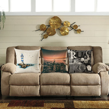 45x45 cm decoración del hogar océano mar y letras 3 patrones opcionales fundas de almohada de lino de algodón funda de cojín para sofá