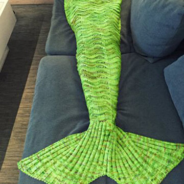 180*90CM Wave Yarn Knitting Mermaid Tail Blanket Birthday gift Blanket Bed Mat Sleep Bag