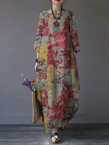 Bedruckte Taschen Baumwolle Kleid