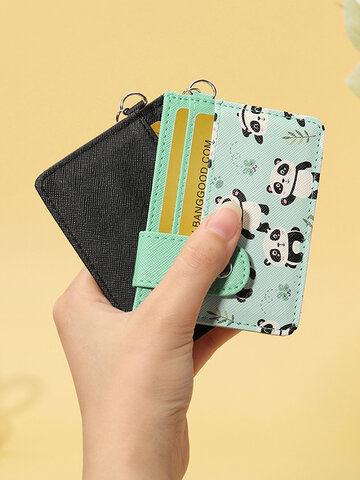 Women Cute Animal Shape Card Holder Wallet Panda Keychain