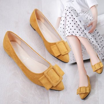 

Season New Bow Pointed Shallow Mouth Single Shoes Flat Suede Flat With Women's Shoes Wild Four Seasons Shoes