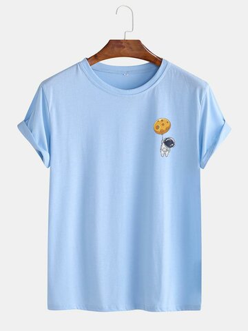 Cotton Funny Astronaut Print T-Shirts