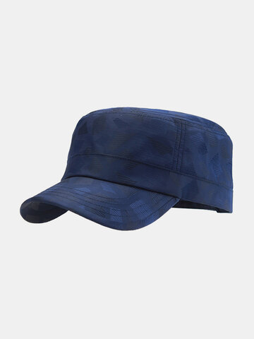 Mens Light Breathable Quick-dry Flat Peak Hat Outdoor Waterproof Anti-UV Plaid Sun Army Hat