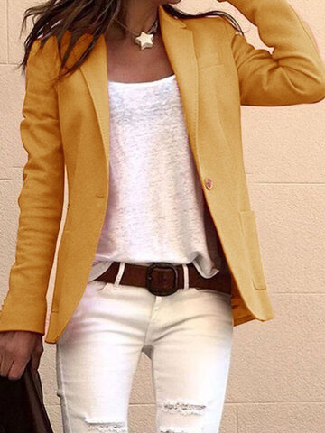 Women Solid Color Casual Jacket