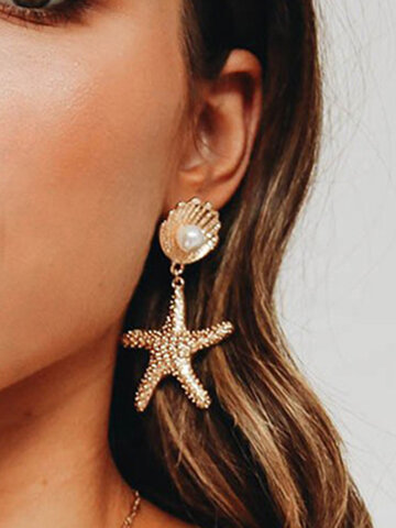 Starfish Pearl Earrings Drop