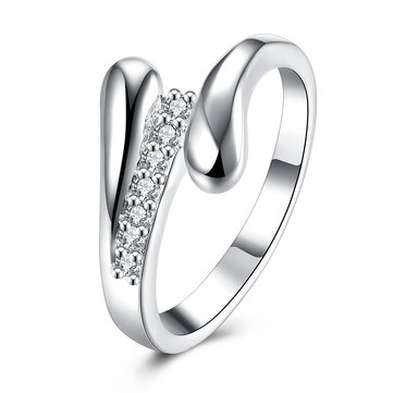 YUEYIN Anillo simple anillo plateado de plata de Zircon