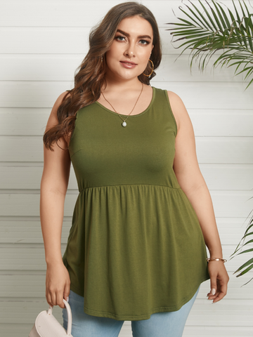 Solid Color Pleated Tank Top