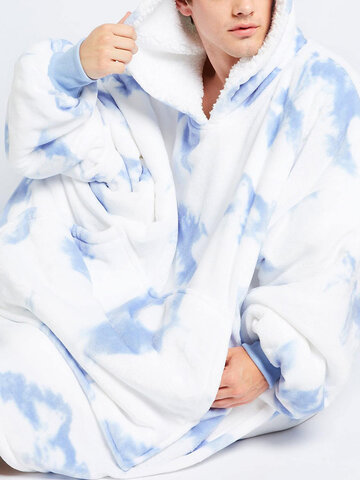 Thicken Fleece Tie-Dye Reversible Blanket Hoodie