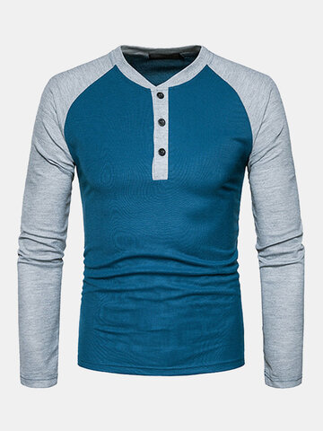 

Hit Color Buttons Half-cardigan Casual T-shirt for Men, White black light gray navy dark gray red wine blue