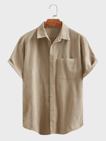 Solid Color Corduroy Shirt