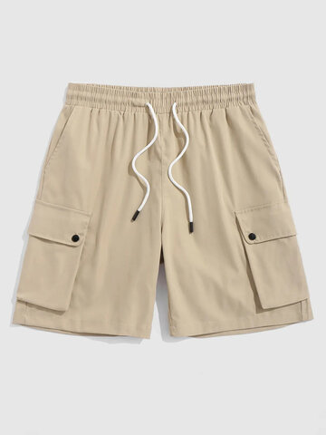 Solid Cotton Cargo Shorts