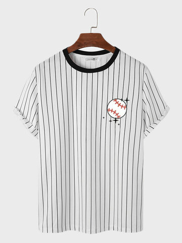 Baseball Print Stripe T-Shirts