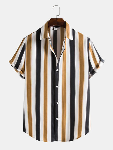 Vertical Stripe Lapel Shirt