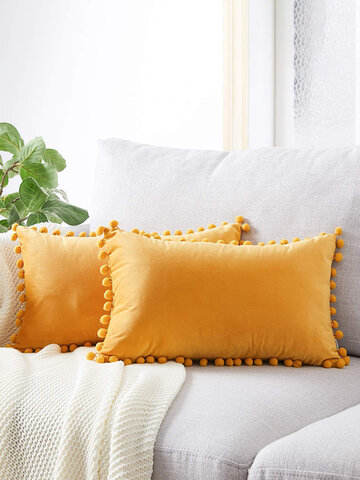 Simple Wind Velvet Ball Hug Funda de almohada Funda de almohada de sofá simple Funda de almohada de cintura rectangular