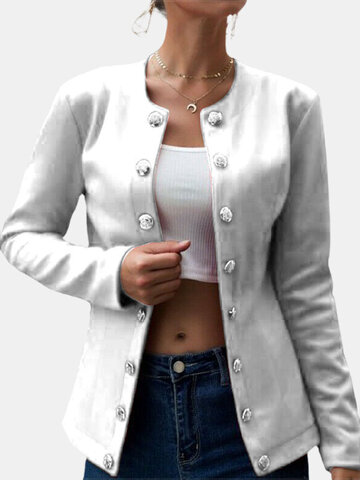 Plain Double-Breasted Blazer