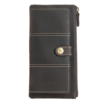 Genuine Leather Bifold Wallet Casual Vintage 10 Card Slots Card Pack Purse For Men
