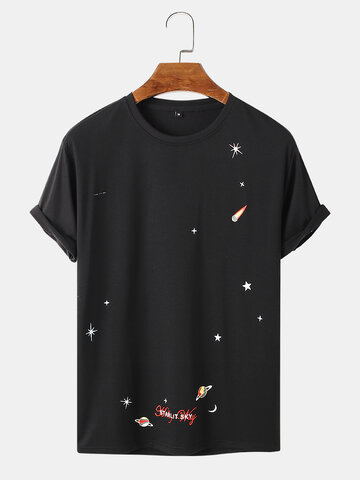 Space Element Print Cotton T-Shirt