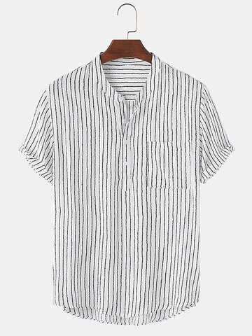 Pinstripe Casual Henley Shirts