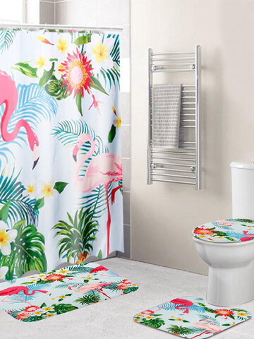 3 PCS Bathroom Carpet Shower Curtain Sets