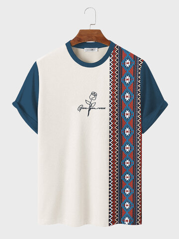 Ethnische T-Shirts mit Argyle-Rosen-Print