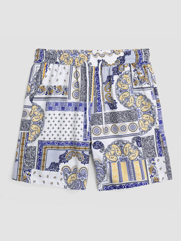 Scarf Pattern Hawaii Style Vintage Breathable Board Shorts