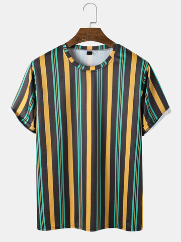 Green Striped Print T-Shirt