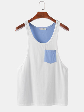Colorblock Deisgn Tanks Top with Chest Pockets