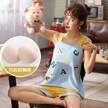 

Sling Pajamas Women's Cotton Sexy Shorts Two-piece Suit Casual Fresh Women's Day Home Service, White
