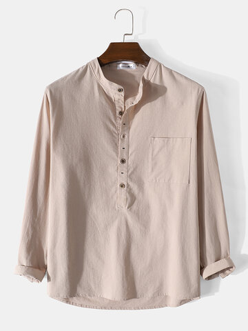 100% Cotton Plain Henley Shirt