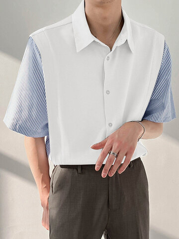 Полосатый лоскутный поддельный комплект из двух частей Рубашка